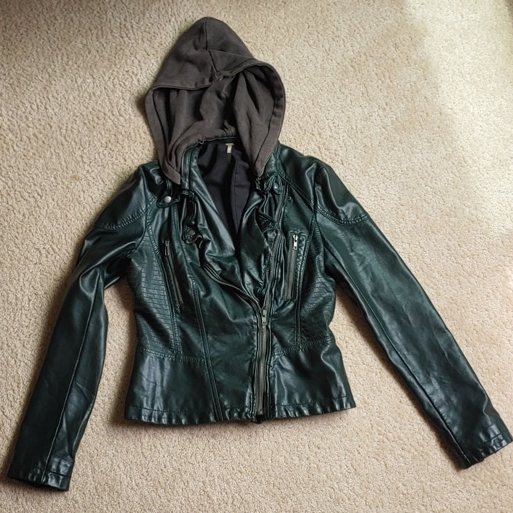 Dark green leather jacket
